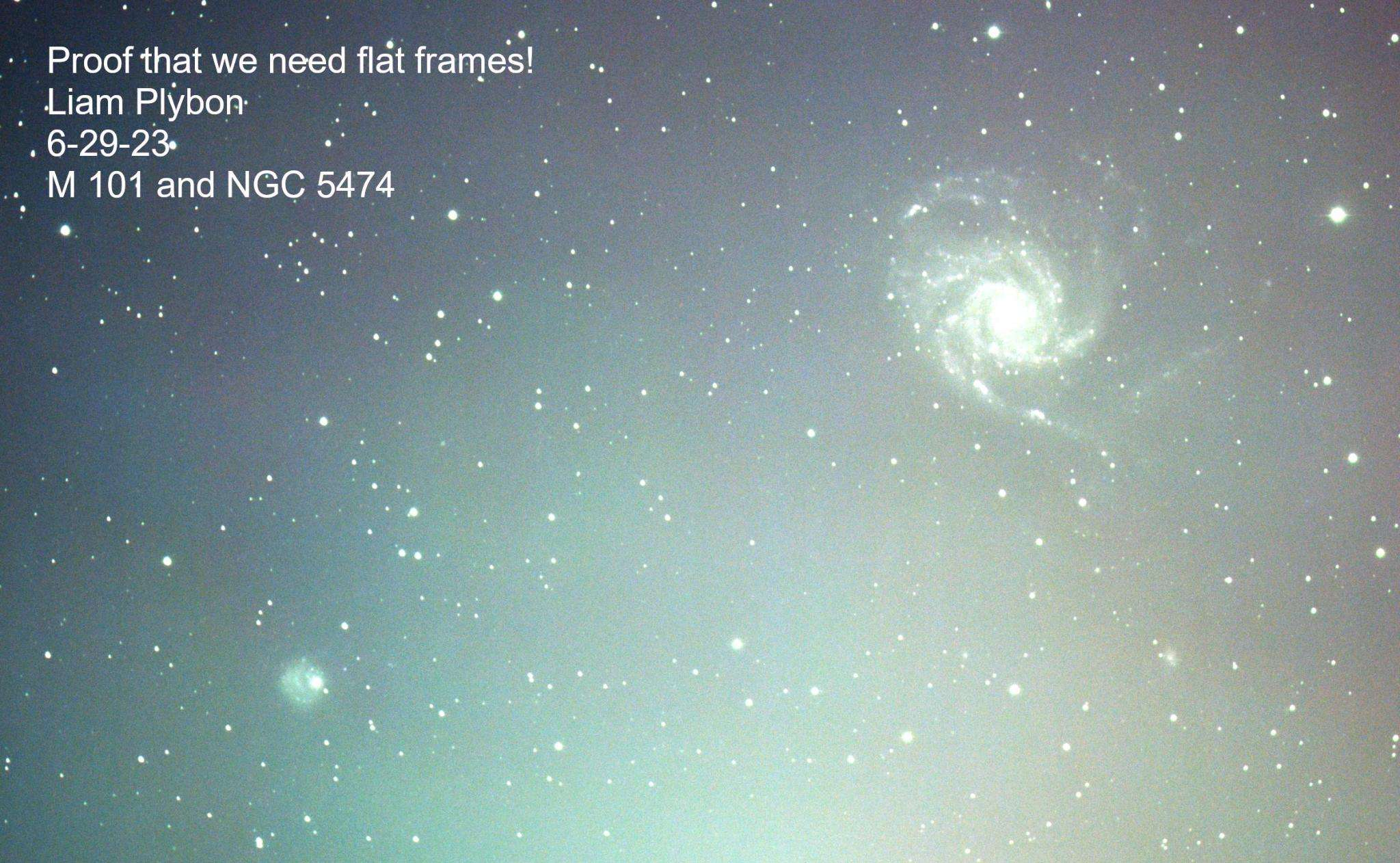 Pinwheel Galaxy with Light Pollution and Poor Calibration
